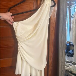 Selfie Leslie Cream One-Shoulder Dress